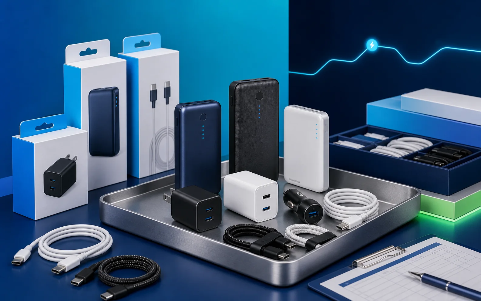 Generated wholesale category visual for Anker power banks and charging accessories.